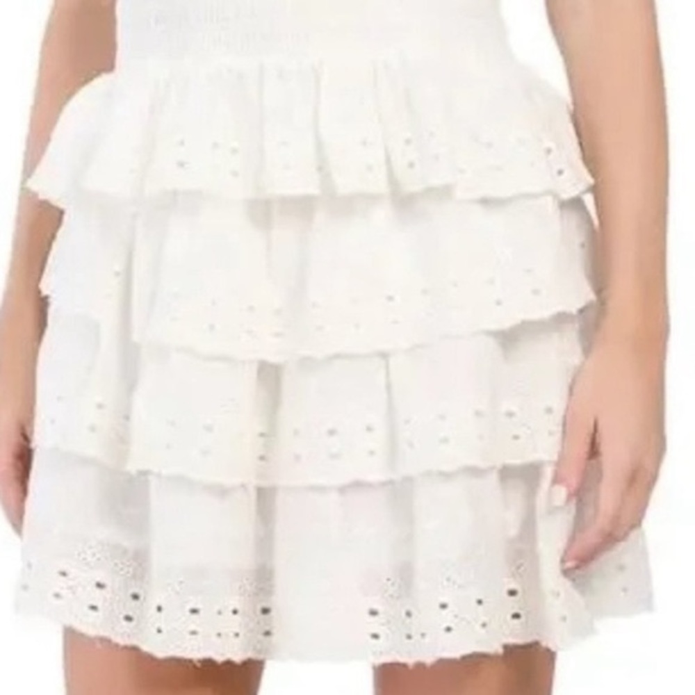 House of Harlow 1960 White Cotton Eyelet Mini Skirt - Size M